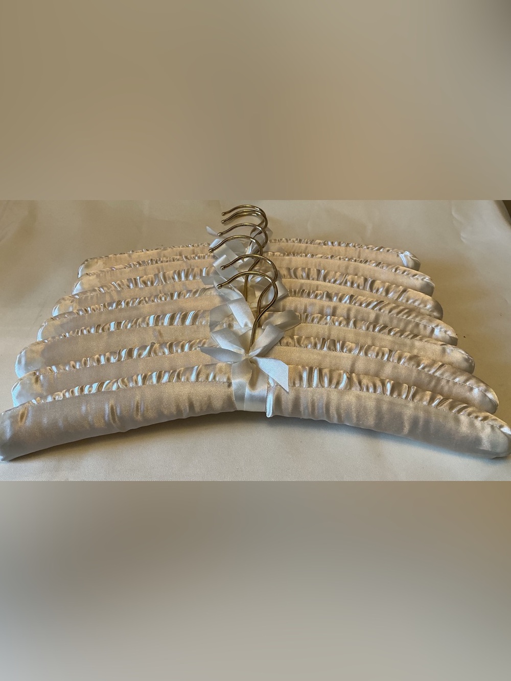Vintage Creamy White Satin Padded Hangers Set of 7